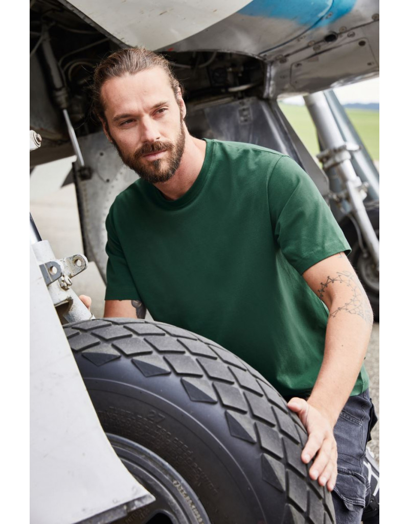 JN 1802 Tricou elastic pentru bărbați din bumbac organic, pentru lucru – Culoare uniformă