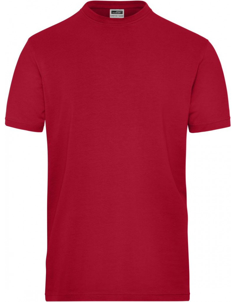 JN 1802 Tricou elastic pentru bărbați din bumbac organic, pentru lucru – Culoare uniformă