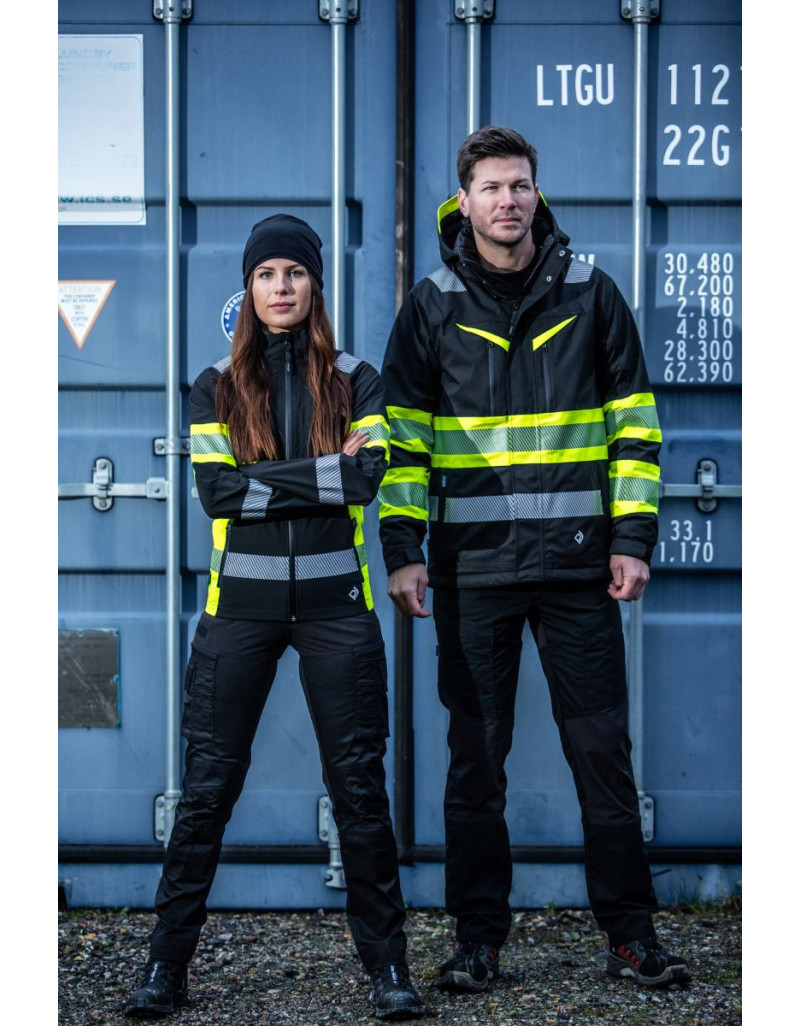 Pantaloni elastici 2520 (mărimi 44-60) Pantaloni de lucru elastici pentru bărbați, cu elemente în culori contrastante