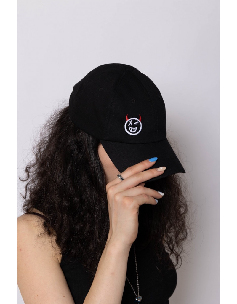 'Emoji' Embroidered Cap Black